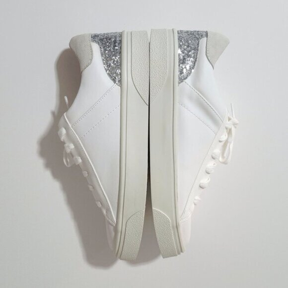 NWT Zara white glittery lace up sneakers US 10 - Picture 14 of 15
